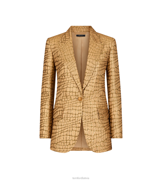 TOM FORD sievietes zelts croco žakarda "wallis" vienrindu jaka HTNR1218