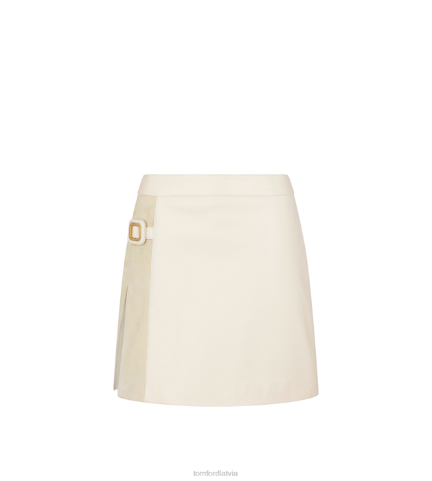 TOM FORD sievietes krīts spīdīgi kazas svārki un kašmira zamšādas mini svārki HTNR1267