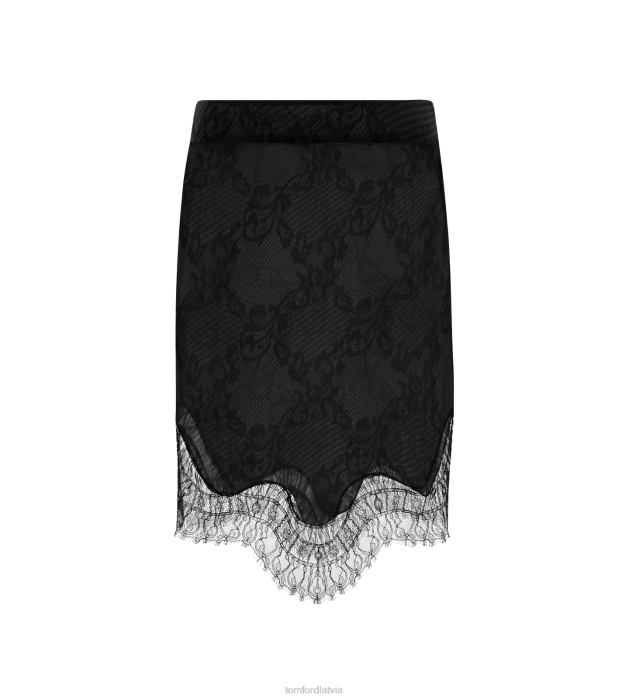 TOM FORD sievietes melns ramage tattoo mežģīņu vakarsvārki HTNR1258