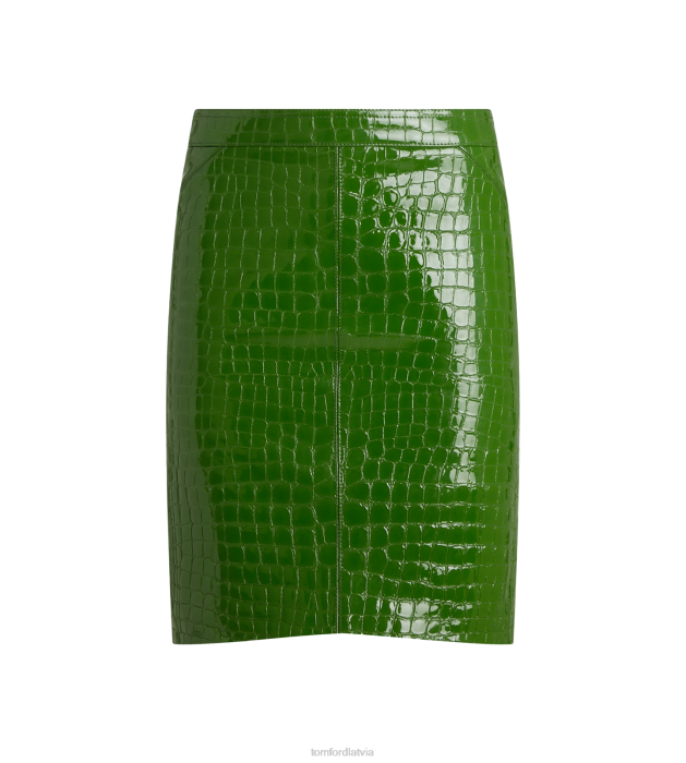 TOM FORD sievietes spilgti zaļš glancēti kroko reljefi kazas ādas svārki HTNR1264