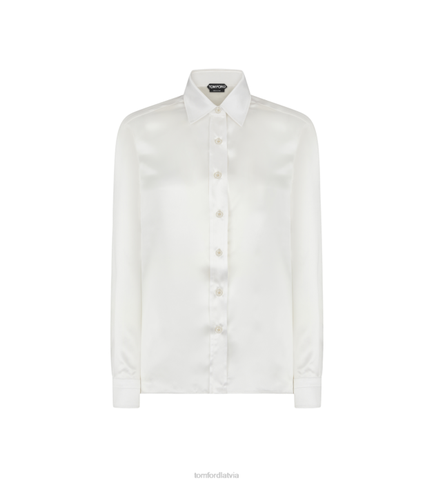 TOM FORD sievietes ekru zīda satīna krekls HTNR1187