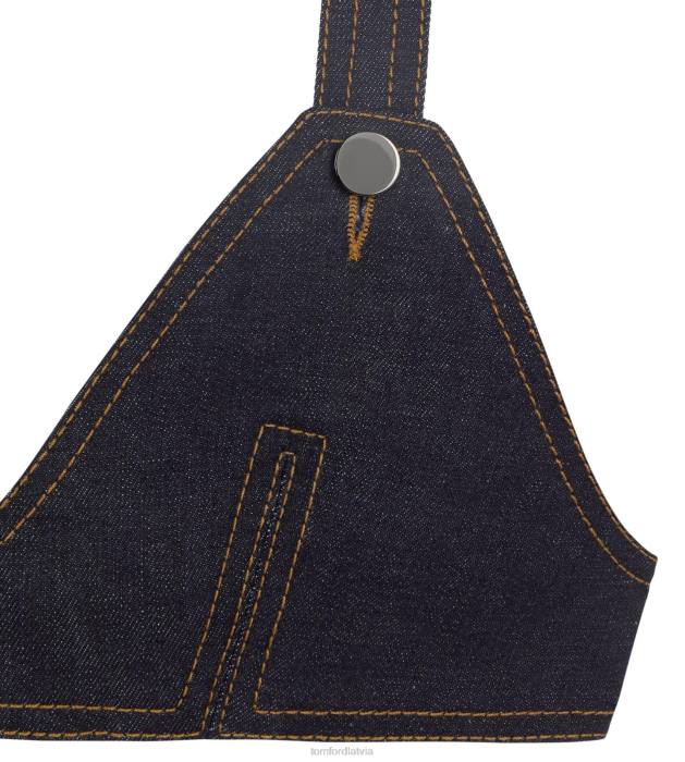 TOM FORD sievietes tumšs indigo viegls džinsa krūšturis ar metāla pogām HTNR1210