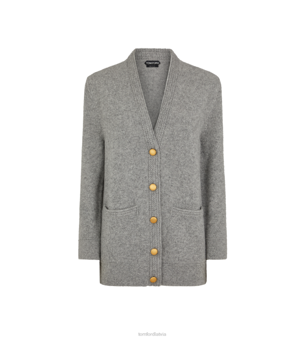 TOM FORD sievietes šīferis mīksts kašmira relaksēts trikotāžas jaka HTNR1244