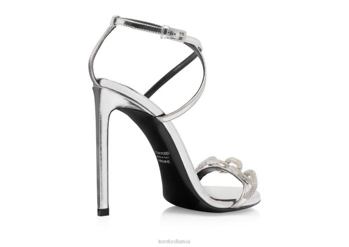 TOM FORD sievietes Sudrabs spoguļādas ķēdes sandales HTNR1316