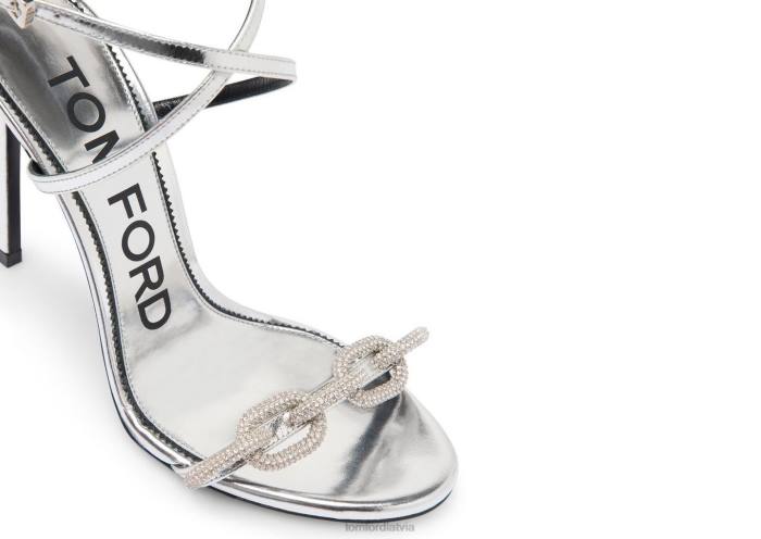 TOM FORD sievietes Sudrabs spoguļādas ķēdes sandales HTNR1316