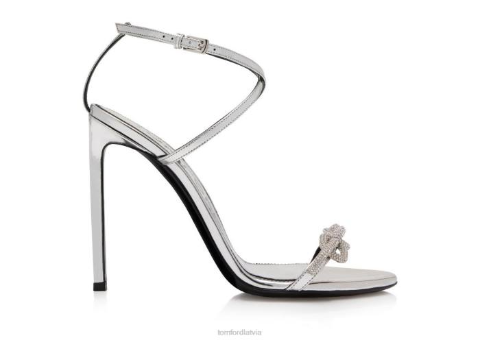 TOM FORD sievietes Sudrabs spoguļādas ķēdes sandales HTNR1316