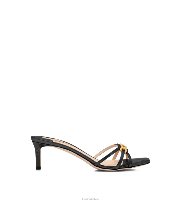 TOM FORD sievietes melns apzīmogota ķirzakas āda Vitnija mūlis HTNR1331