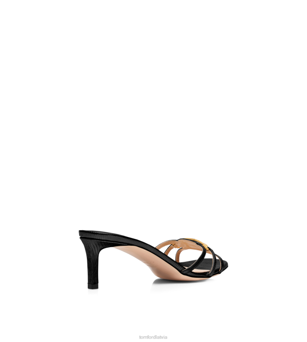 TOM FORD sievietes melns apzīmogota ķirzakas āda Vitnija mūlis HTNR1331