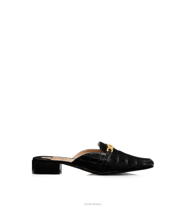 TOM FORD sievietes melns apzīmogota krokodila ādas Vitnija čība HTNR1330