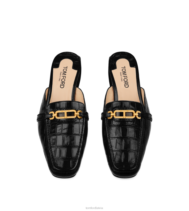 TOM FORD sievietes melns apzīmogota krokodila ādas Vitnija čība HTNR1330