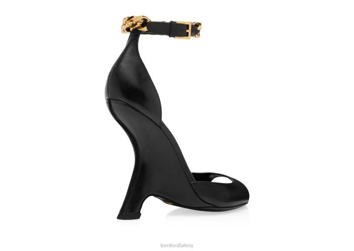 TOM FORD sievietes melns ādas ķēdes sandales HTNR1328