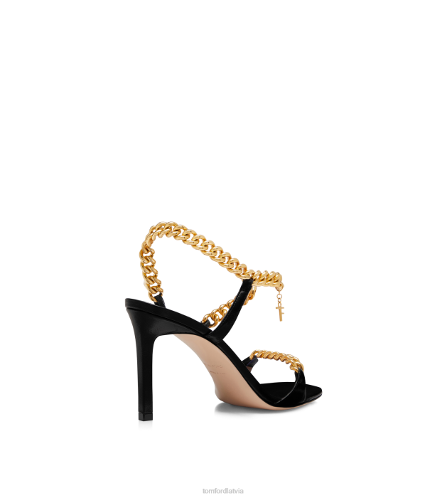 TOM FORD sievietes melns spīdīgas ādas zenīta sandales HTNR1321