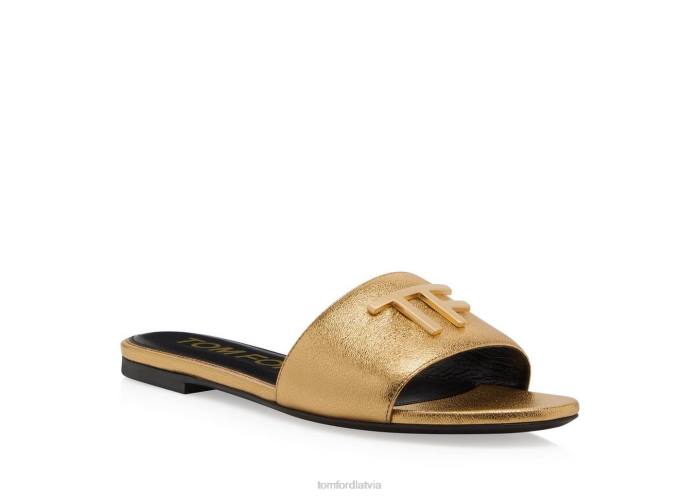 TOM FORD sievietes zelts nappa ādas tf slide HTNR1300