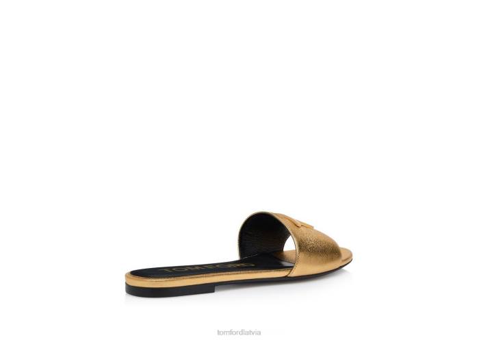 TOM FORD sievietes zelts nappa ādas tf slide HTNR1300