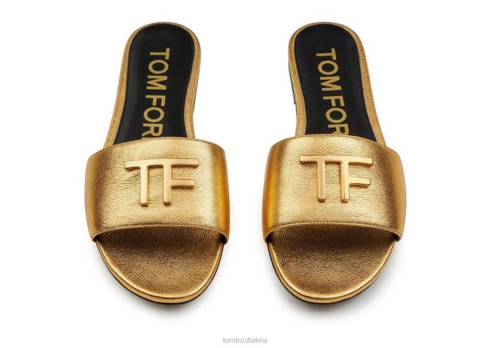 TOM FORD sievietes zelts nappa ādas tf slide HTNR1300