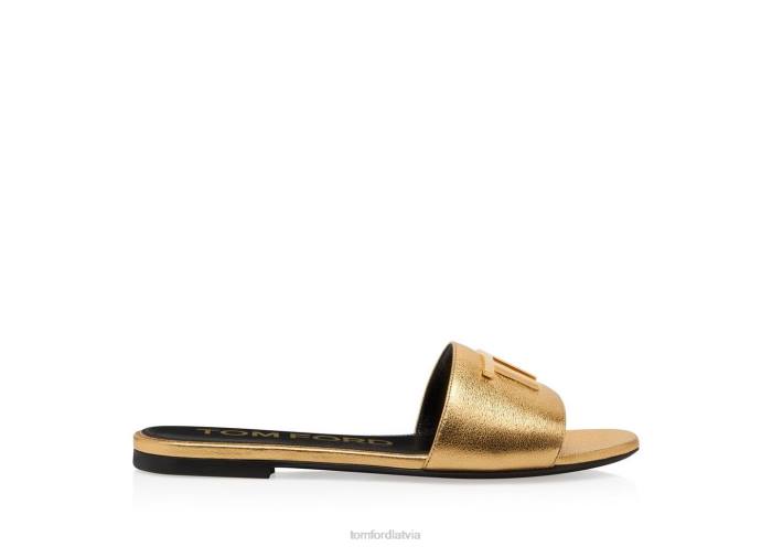 TOM FORD sievietes zelts nappa ādas tf slide HTNR1300