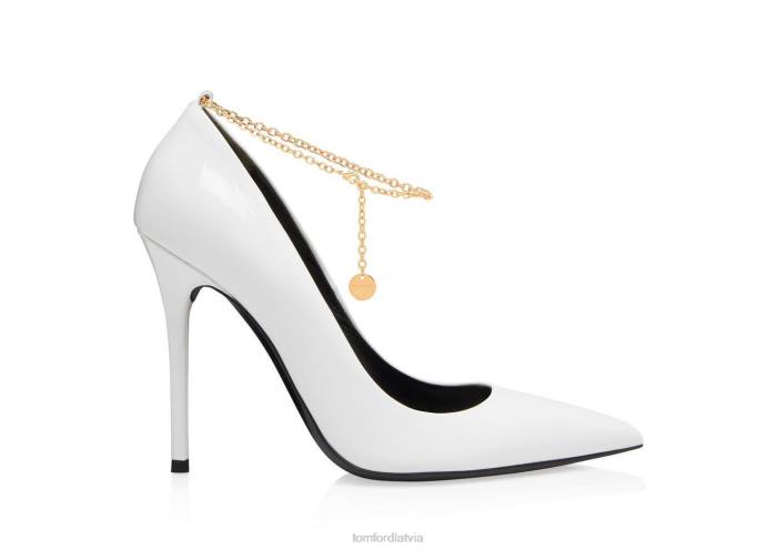 TOM FORD sievietes balts lakādas ķēdes sūknis HTNR1341