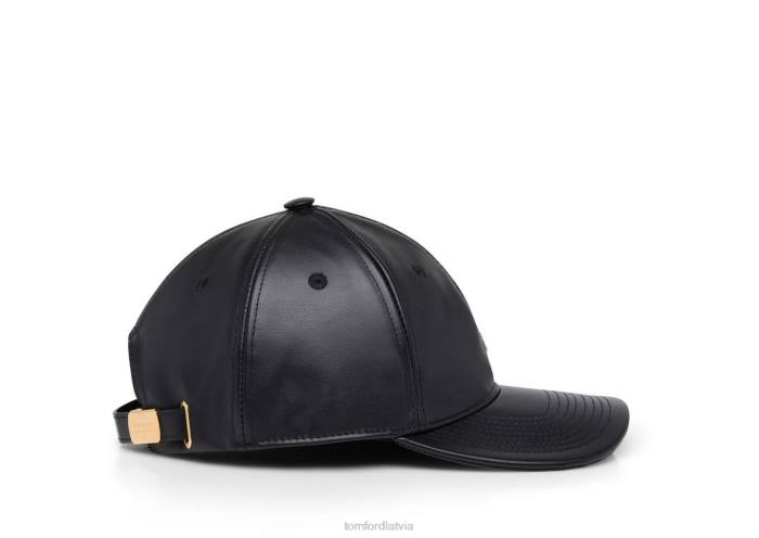 TOM FORD sievietes melns ādas tf beisbola cepure HTNR1554