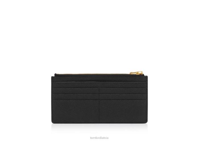 TOM FORD sievietes melns ādas daudzfunkcionāls maks HTNR1522