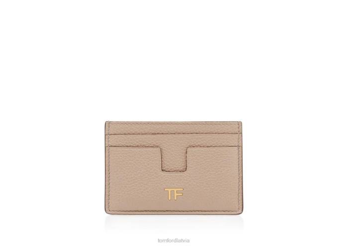 TOM FORD sievietes zīda taupe graudu ādas klasisks tf karšu turētājs HTNR1520