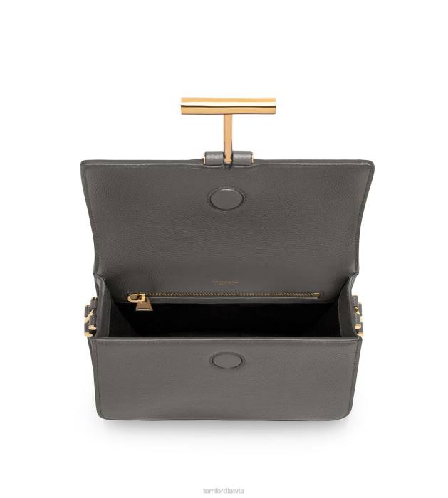 TOM FORD sievietes grafīts graudu ādas tara mini crossbody HTNR1446