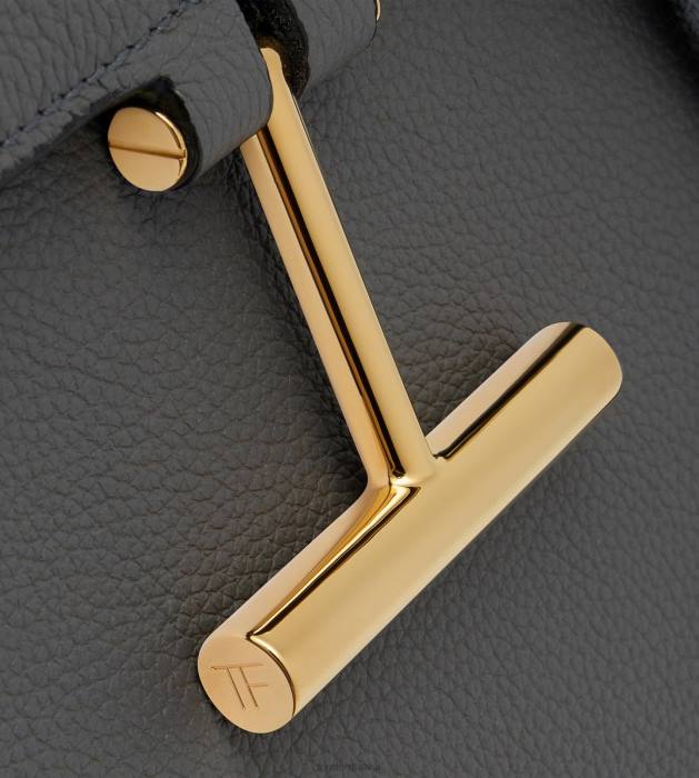 TOM FORD sievietes grafīts graudu ādas tara mini crossbody HTNR1446