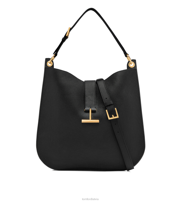 TOM FORD sievietes melns graudu ādas tara liels crossbody HTNR1463