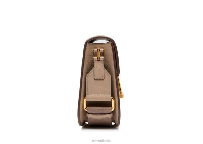 TOM FORD sievietes zīda taupe graudu ādas tara mini crossbody HTNR1447