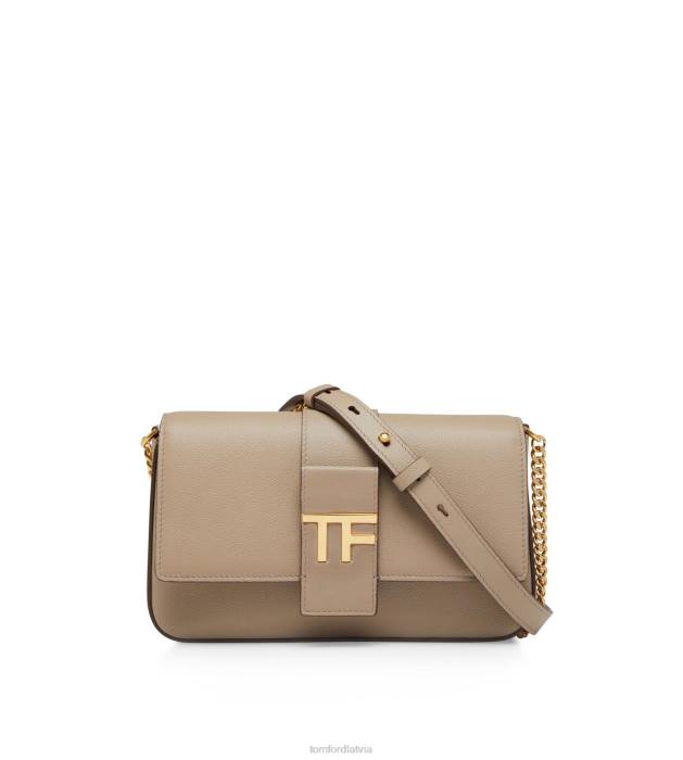 TOM FORD sievietes zīda taupe graudu ādas tf ķēdes plecu soma HTNR1441