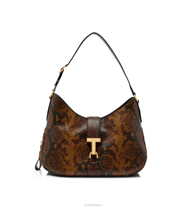 TOM FORD sievietes karamele apzīmogots pitons ādas monarhs vidējais klaiņotājs HTNR1500