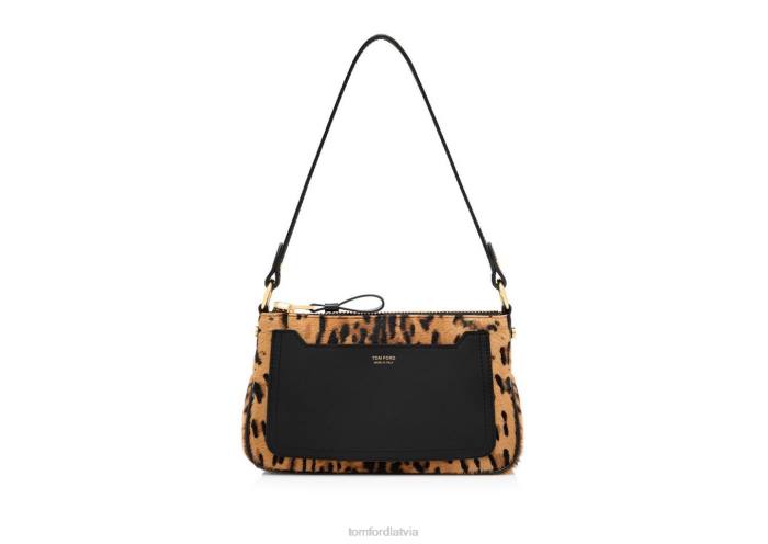 TOM FORD sievietes melns/bēšs + melns animalier print matu teļš un ādas Jennifer mini soma HTNR1514