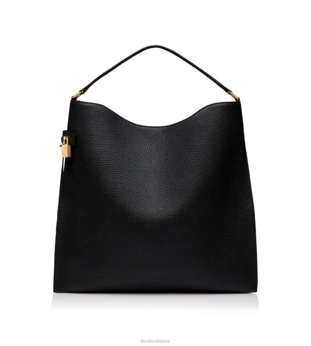 TOM FORD sievietes melns graudu ādas alix lielais klaiņotājs HTNR1481