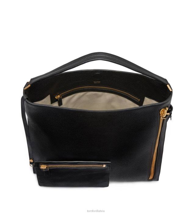 TOM FORD sievietes melns graudu ādas alix lielais klaiņotājs HTNR1481