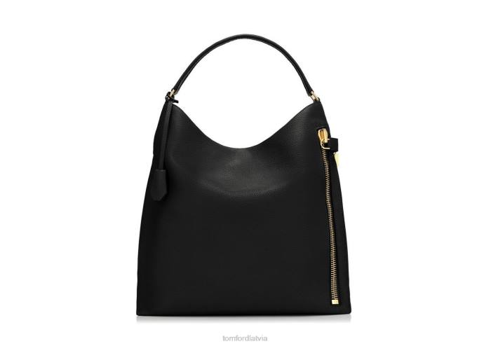 TOM FORD sievietes melns graudu ādas mazs alix hobo HTNR1478