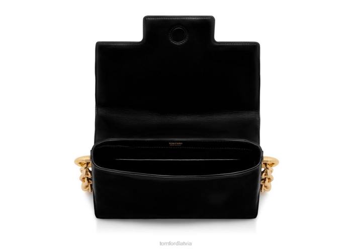 TOM FORD sievietes melns stepētas ādas t vidēja plecu soma HTNR1493