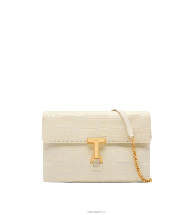 TOM FORD sievietes krēms apzīmogota krokodila ādas monarha vidēja plecu soma HTNR1425