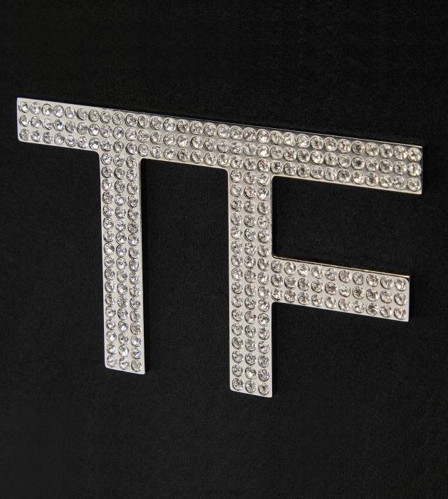 TOM FORD sievietes melns kristāla izgreznota satīna tf disko soma HTNR1417