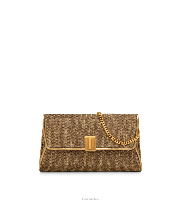 TOM FORD sievietes tumšs zelts teksturēts audums nobile clutch HTNR1430