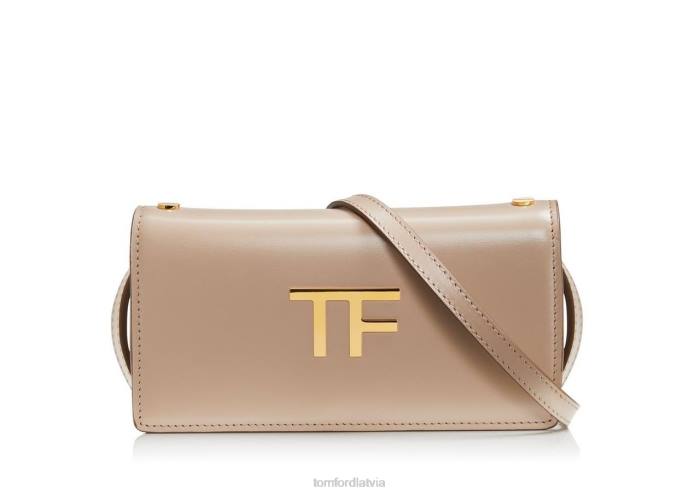 TOM FORD sievietes zīda taupe box palmellato tf mini soma HTNR1422