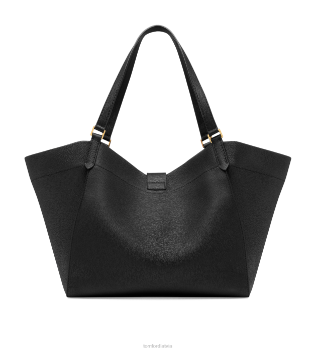 TOM FORD sievietes melns graudu ādas tara liels tote HTNR1516