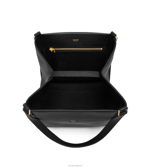 TOM FORD sievietes melns graudu ādas tara liels tote HTNR1516