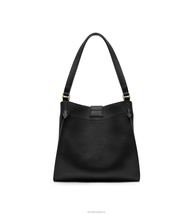 TOM FORD sievietes melns graudu ādas tara vidējais tote HTNR1518