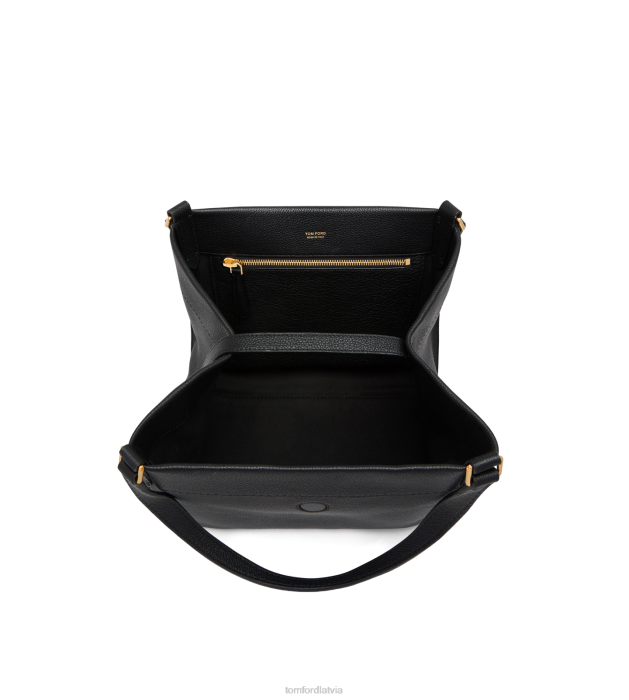 TOM FORD sievietes melns graudu ādas tara vidējais tote HTNR1518