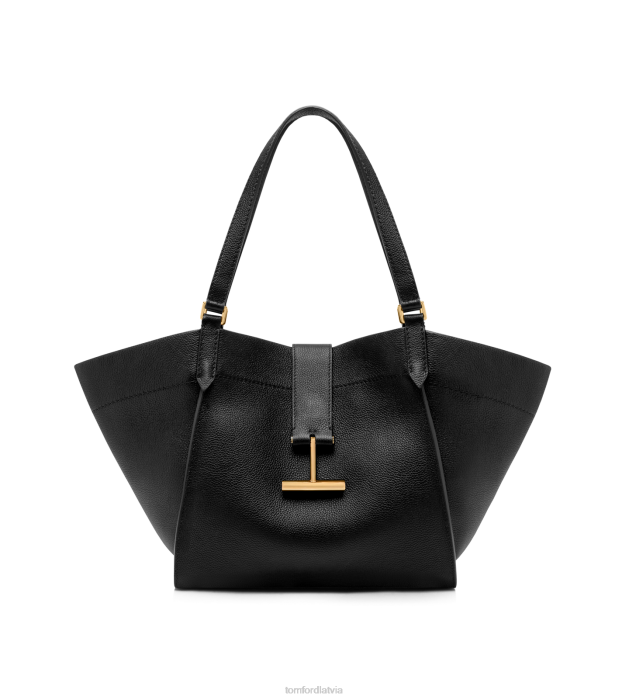 TOM FORD sievietes melns graudu ādas tara vidējais tote HTNR1518