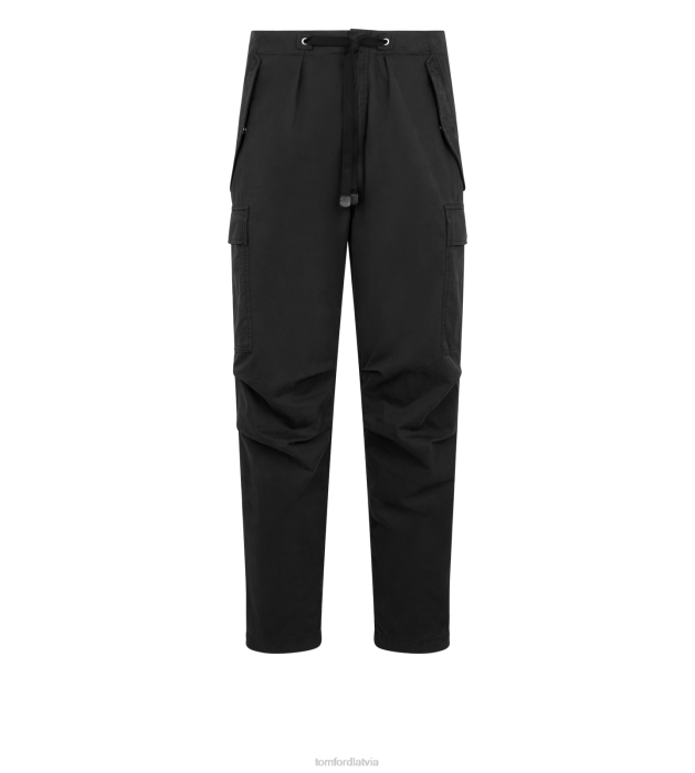 TOM FORD vīriešiem melns enzīmu sarža cargo sporta bikses HTNR416