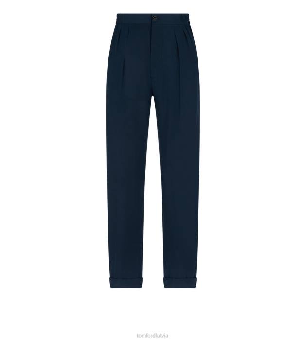 TOM FORD vīriešiem tintes zils vieglas liocela kroku atpūtas bikses HTNR421