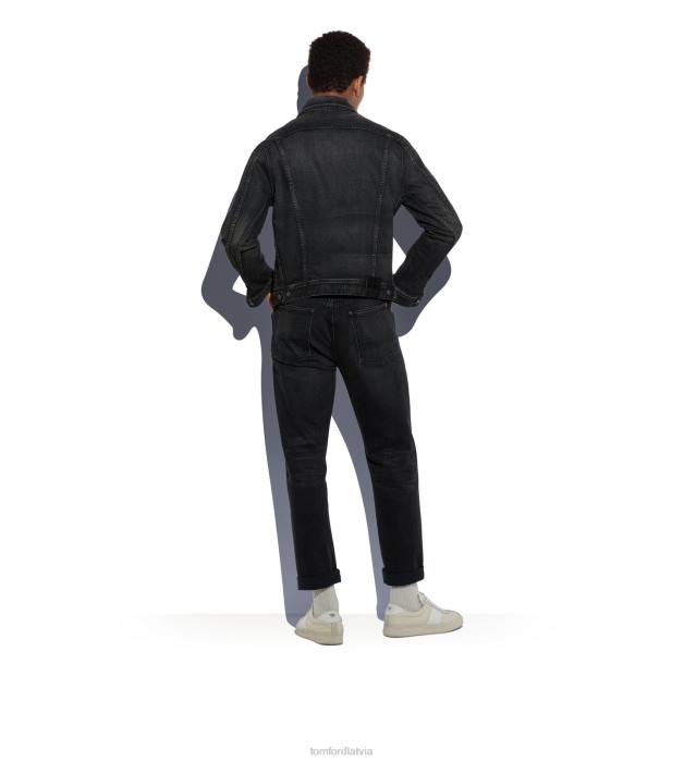 TOM FORD vīriešiem melns japāņu šuvju slaids džinss HTNR264