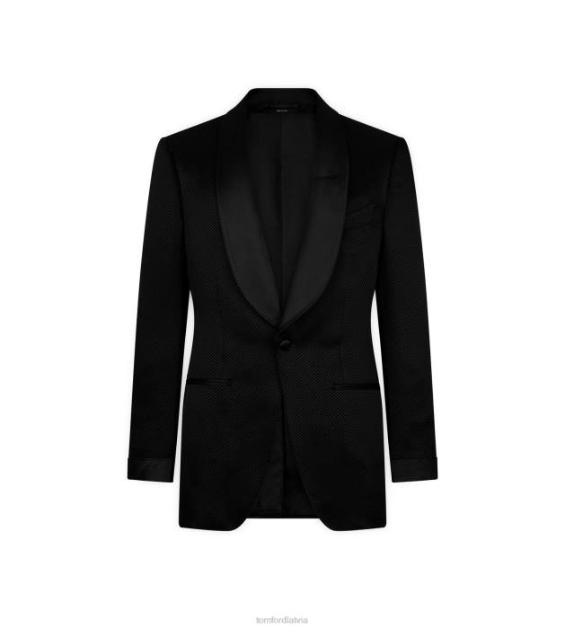 TOM FORD vīriešiem melns šūnveida viskozes atticus kokteiļu jaka HTNR153