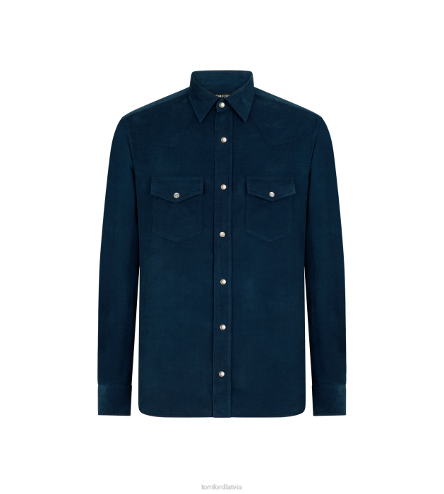 TOM FORD vīriešiem indigo bērnu auklas rietumu krekls HTNR206
