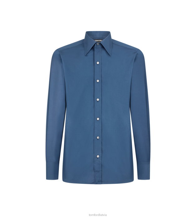 TOM FORD vīriešiem indigo poplīna slim fit krekls HTNR172